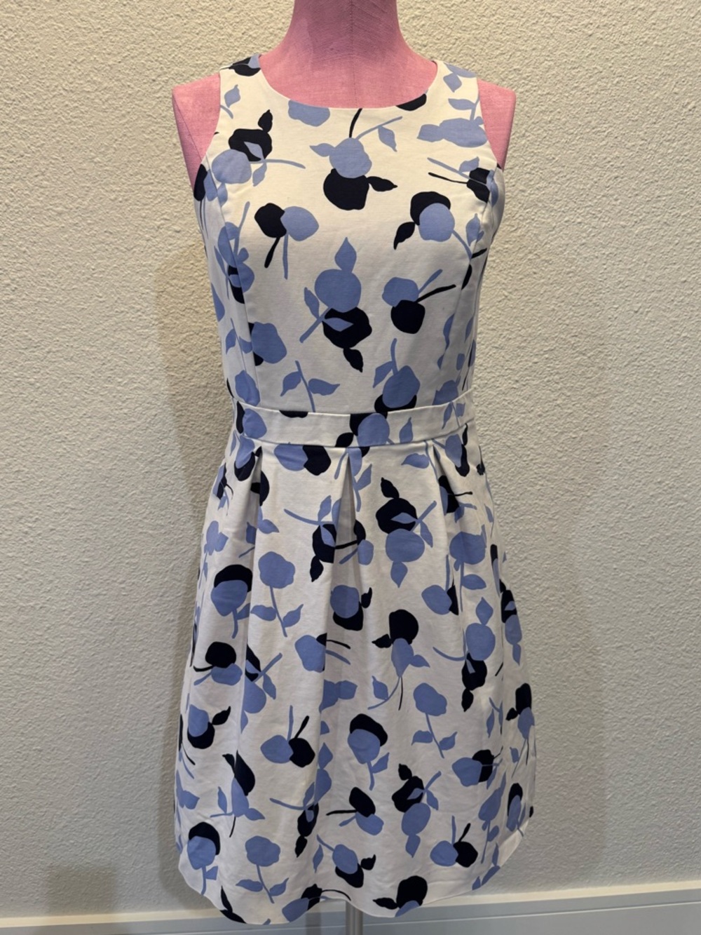 Gap Fit & Flare Dress Blue Floral Sleeveless Pockets Size 4